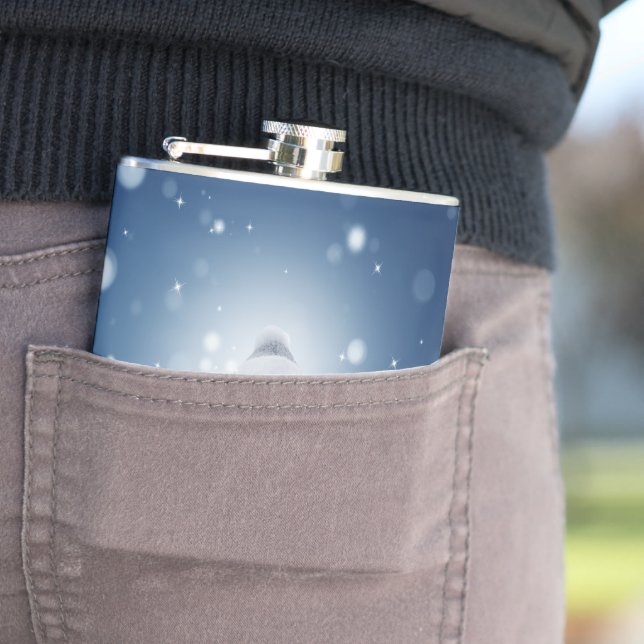 Christmas winter snowman SlipperyJoe green scarf m Hip Flask (In Situ)