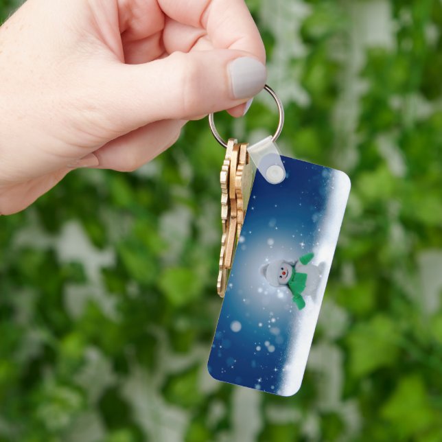 Christmas winter snowman SlipperyJoe green scarf m Keychain (Hand)