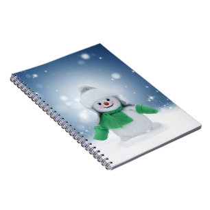 Christmas winter snowman SlipperyJoe green scarf m Notebook