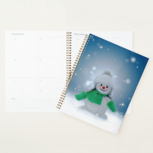 Christmas winter snowman SlipperyJoe green scarf m Planner