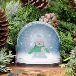 Christmas winter snowman SlipperyJoe green scarf m Snowglobe