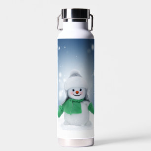 Christmas winter snowman SlipperyJoe green scarf m Water Bottle