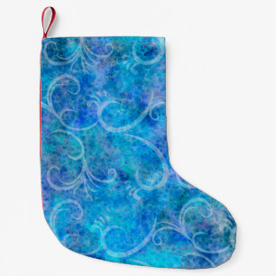 Christmas Winter Storm Victorian Filigree Swirls B Small Christmas Stocking
