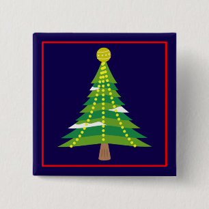 Christmas Winter Tree with Lights-15044 2 Inch Square Button