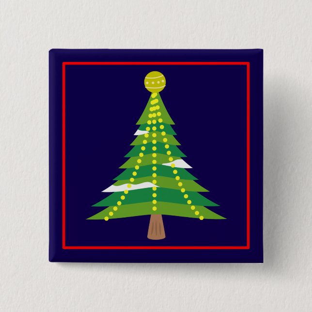 Christmas Winter Tree with Lights-15044 2 Inch Square Button (Front)
