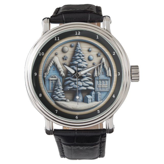 Christmas Winter Village Artistic Scene Watch (Front)