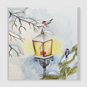 Christmas winter watercolor landscape