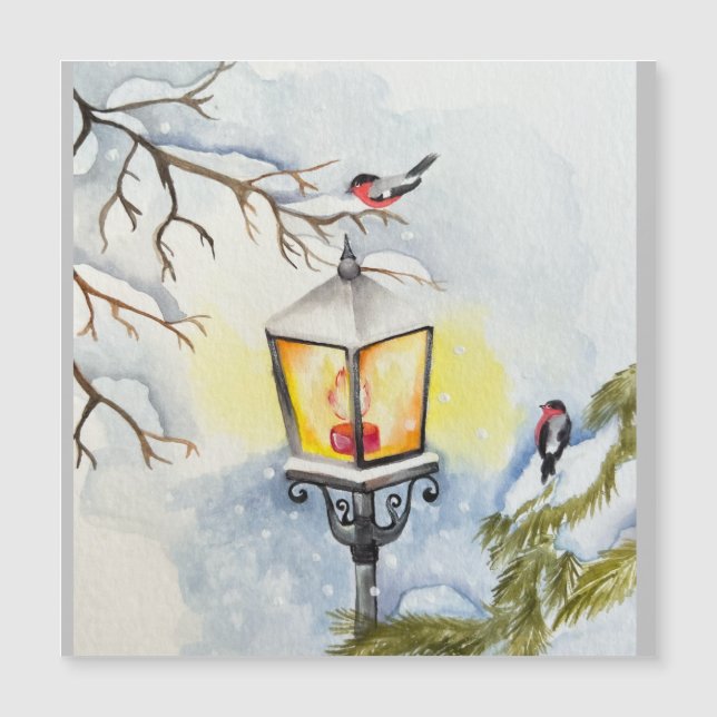 Christmas winter watercolor landscape (Front)