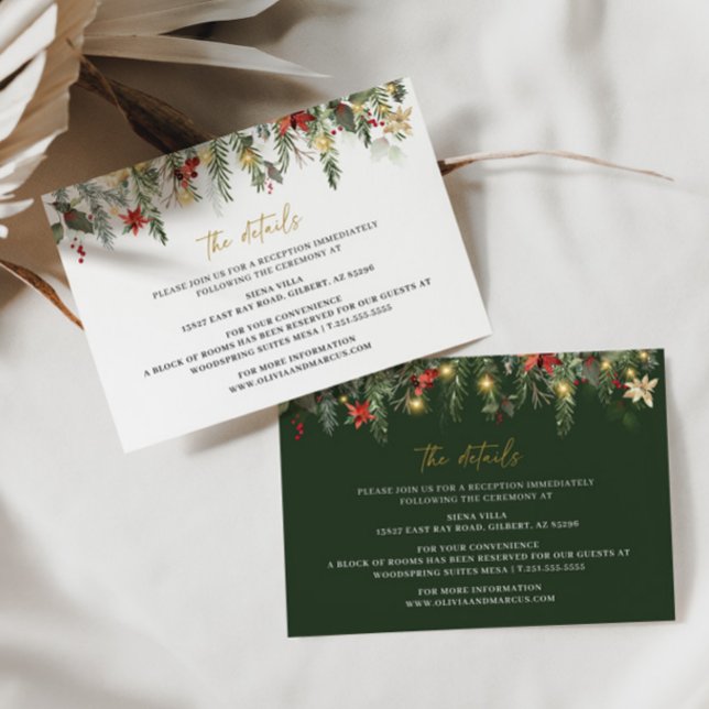 Christmas Winter Wedding Details Enclosure Card (Details Card 2 Colors)