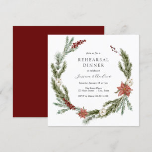 Christmas Winter Wedding Rehearsal Dinner Invitation