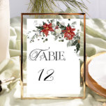 Christmas Winter Wedding Table Number<br><div class="desc">The Christmas Winter Wedding Table Number captures the romance and beauty of a winter wonderland with a touch of festive charm. The design features a watercolor illustration of evergreen branches dusted with snow, creating a soft, enchanting backdrop for a celebration. Red florals and berries are interwoven with the greenery, giving...</div>