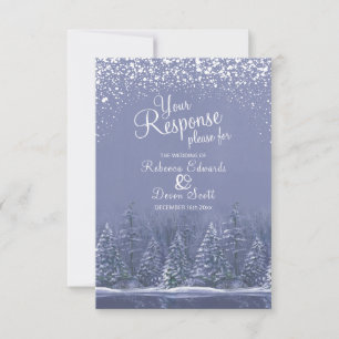 Christmas winter wedding trees art reply card