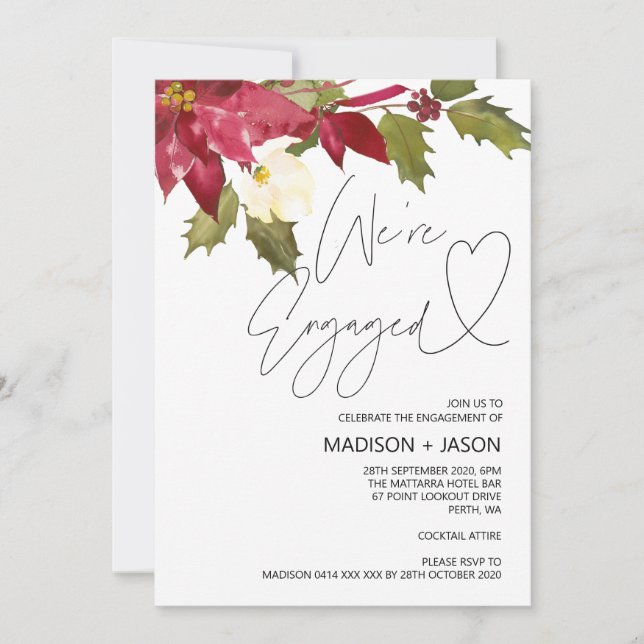 Christmas Winter We're Engaged Engagement Invitation (Front)