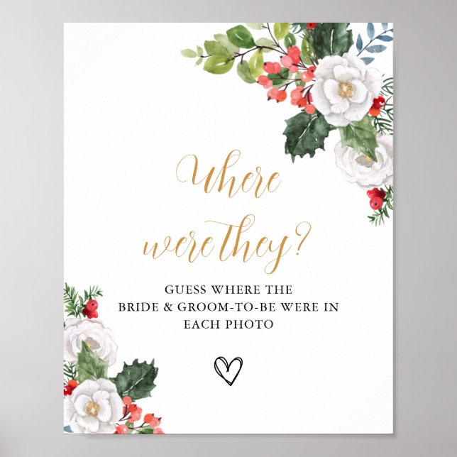 Christmas Winter Where Were They Bridal Shower  Poster (Front)
