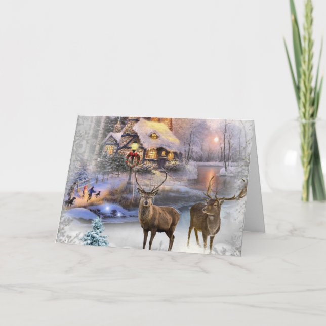 Christmas Winter Wilderness Cottage Holiday Card (Front)