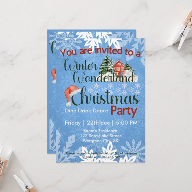 Christmas Winter Wonderland Corporate Party Invitation (Front/Back In Situ)