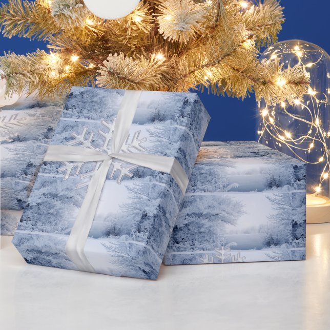 Christmas Winter Wonderland Glass Snowflakes  Wrapping Paper (Holidays)