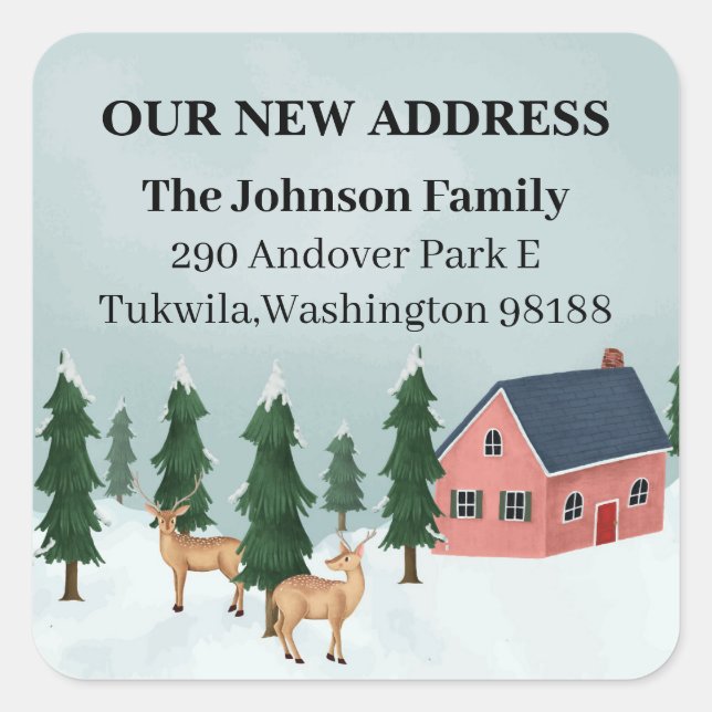 Christmas Winter Wonderland Moving Square Sticker (Front)