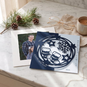 Christmas Winter Wonderland Photo Faux Papercut Holiday Card