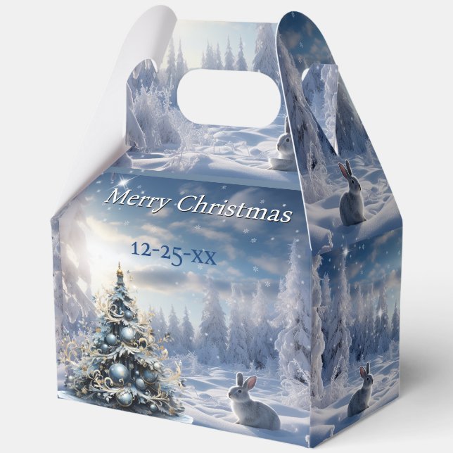 Christmas Winter Wonderland Snow Bunny  Favor Box (Front)