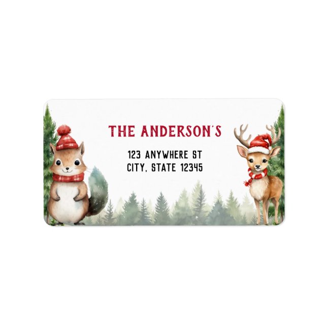 Christmas Winter Woodland Animals Label (Front)