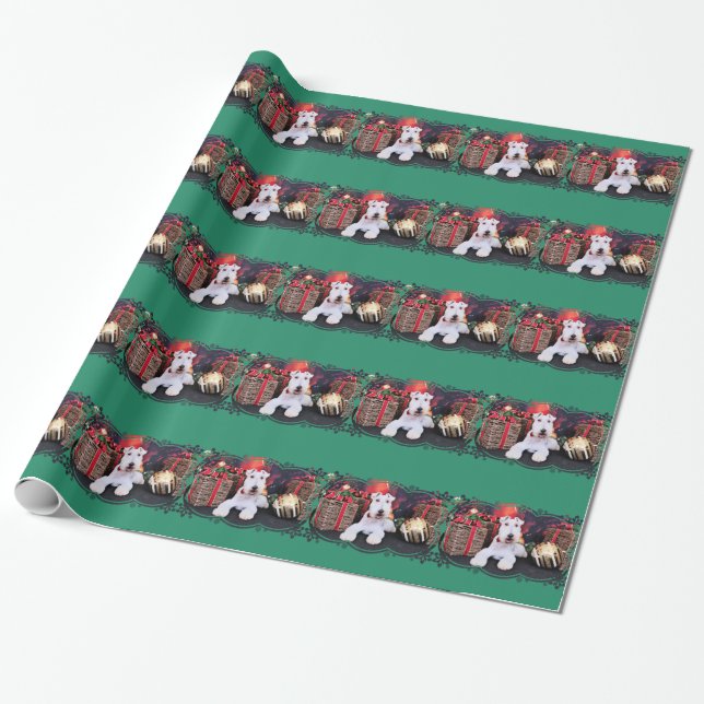 Christmas - Wire Fox Terrier - Dexter Wrapping Paper (Unrolled)