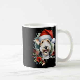 Christmas Wire Fox Terrier Dog Watercolor Artwork  Coffee Mug