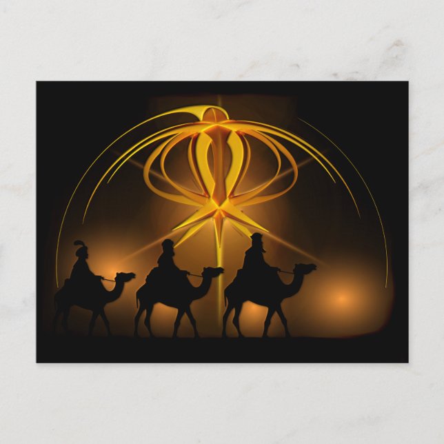 Christmas Wise Men Golden Star of Bethlehem Holiday Postcard (Front)