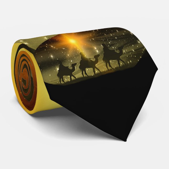 Christmas Wise Men Golden Star of Bethlehem Tie (Rolled)