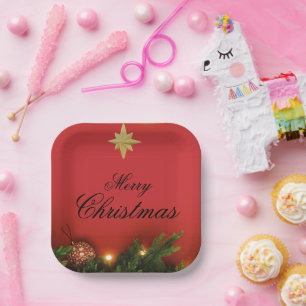 Christmas Wish List – Festive Red Holiday Design w Paper Plate