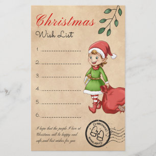 Christmas Wish List Holiday Retro Stationery