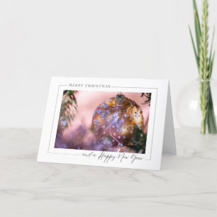 Christmas wishes and pink ornament thank you card