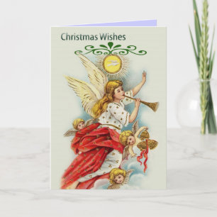 Christmas wishes angels holiday card