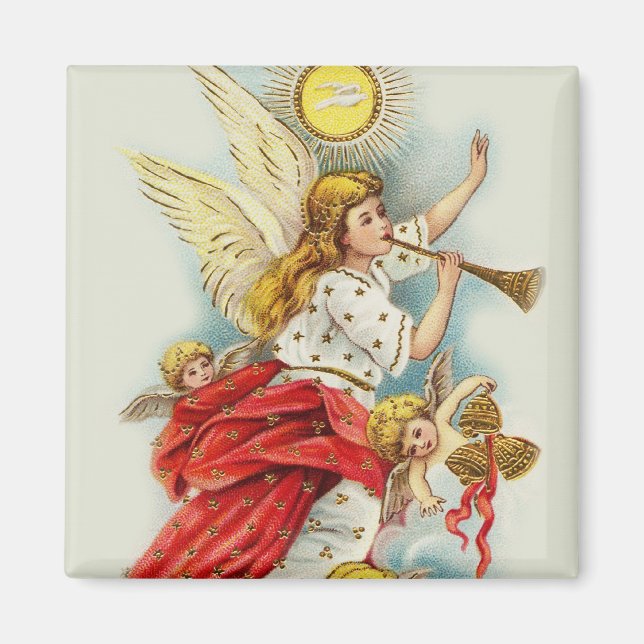 Christmas wishes angels magnet (Front)