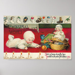Christmas Wishes Baby and Toys Poster