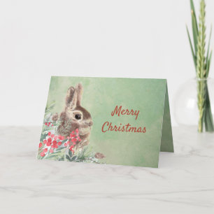 Christmas Wishes Cute Bunny Rabbit Blank  Holiday 