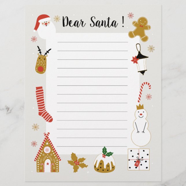 Christmas Wishes Dear Santa Letterhead (Front)