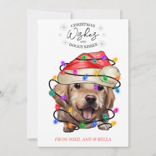 Christmas Wishes Dog Puppy Kisses Cute Pet Custom Holiday Card
