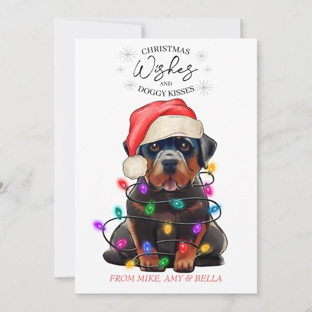 Christmas Wishes Dog Puppy Kisses Cute Pet Custom Holiday Card (Front)