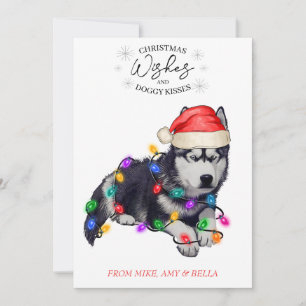 Christmas Wishes Dog Puppy Kisses Cute Pet Custom Holiday Card