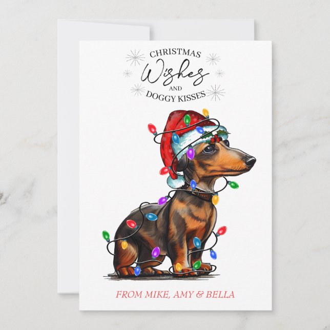 Christmas Wishes Dog Puppy Kisses Cute Pet Custom Holiday Card (Front)