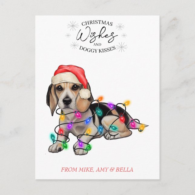 Christmas Wishes Dog Puppy Kisses Cute Pet Custom Postcard (Front)