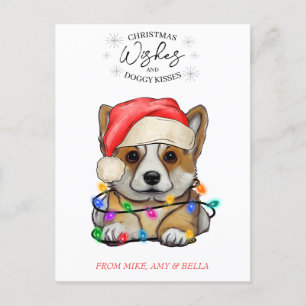 Christmas Wishes Dog Puppy Kisses Cute Pet Custom Postcard