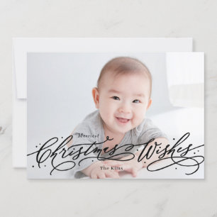 Christmas Wishes Editable Colour Holiday Photo Car Card