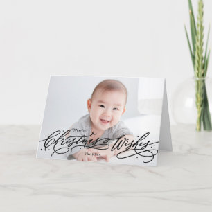 Christmas Wishes Editable Colour Holiday Photo Car Card
