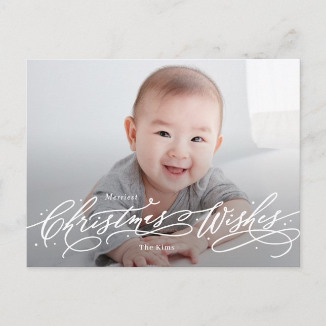 Christmas Wishes Editable Colour Holiday Postcard (Front)