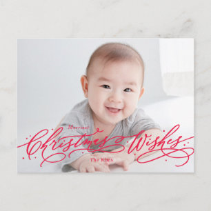 Christmas Wishes Editable Colour Holiday Postcard