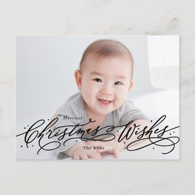 Christmas Wishes Editable Colour Holiday Postcard (Front)