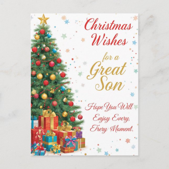Christmas Wishes for a Great Son Holiday Postcard (Front)