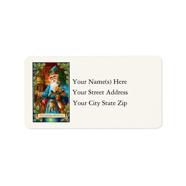 Christmas Wishes From Santa Vintage Address Label (Front)
